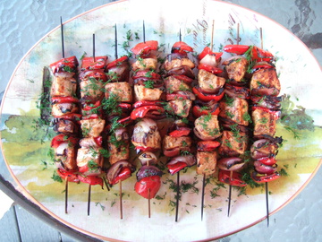 Brochettes of Salmon with Bacon