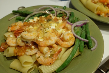 Shrimp Greek-Style with Rigatoni