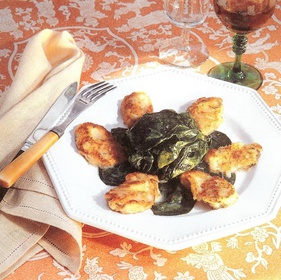 Breaded Oysters with Spinach